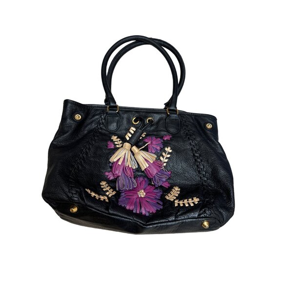 Isabella Fiore Handbags - Isabella Fiore vintage leather tossled floral handbag purse SKU 3227